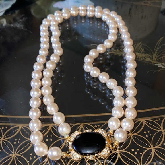 Vintage Erwin Pearl and Ónix two strand necklace - Picture 4 of 6